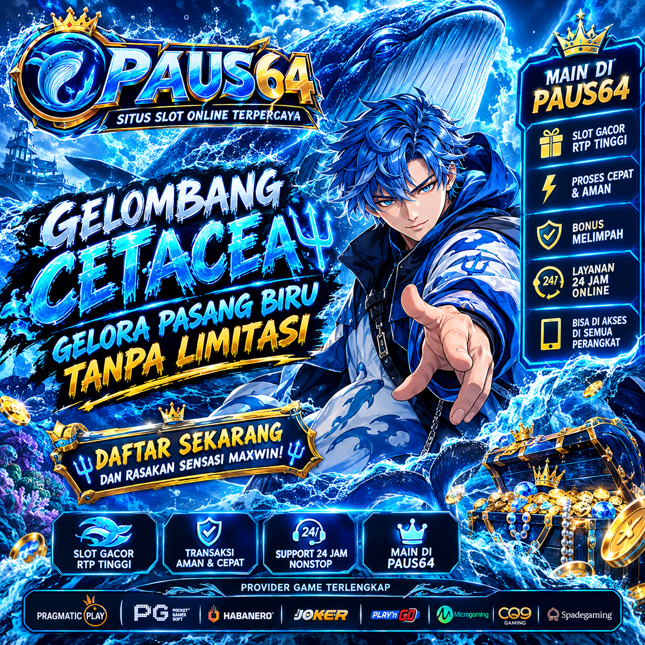 PAUS64 ♆ Gelombang Cetacea Gelora Pasang Biru Tanpa Limitasi